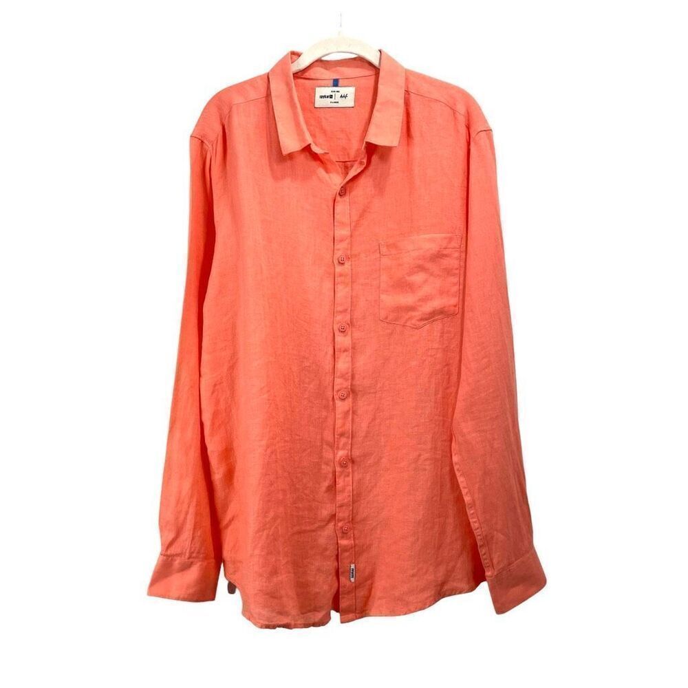 Spykar Actif 100% linen shirt Size XL coral orange‎